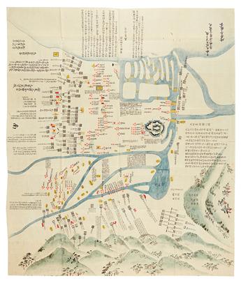 (JAPAN.) Pair of folding manuscript military maps.